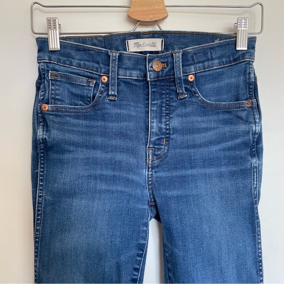 Madewell 9” High Rise Skinny Crop Jeans Destructed Hem Medium Wash Ankle Length - Picture 10 of 16